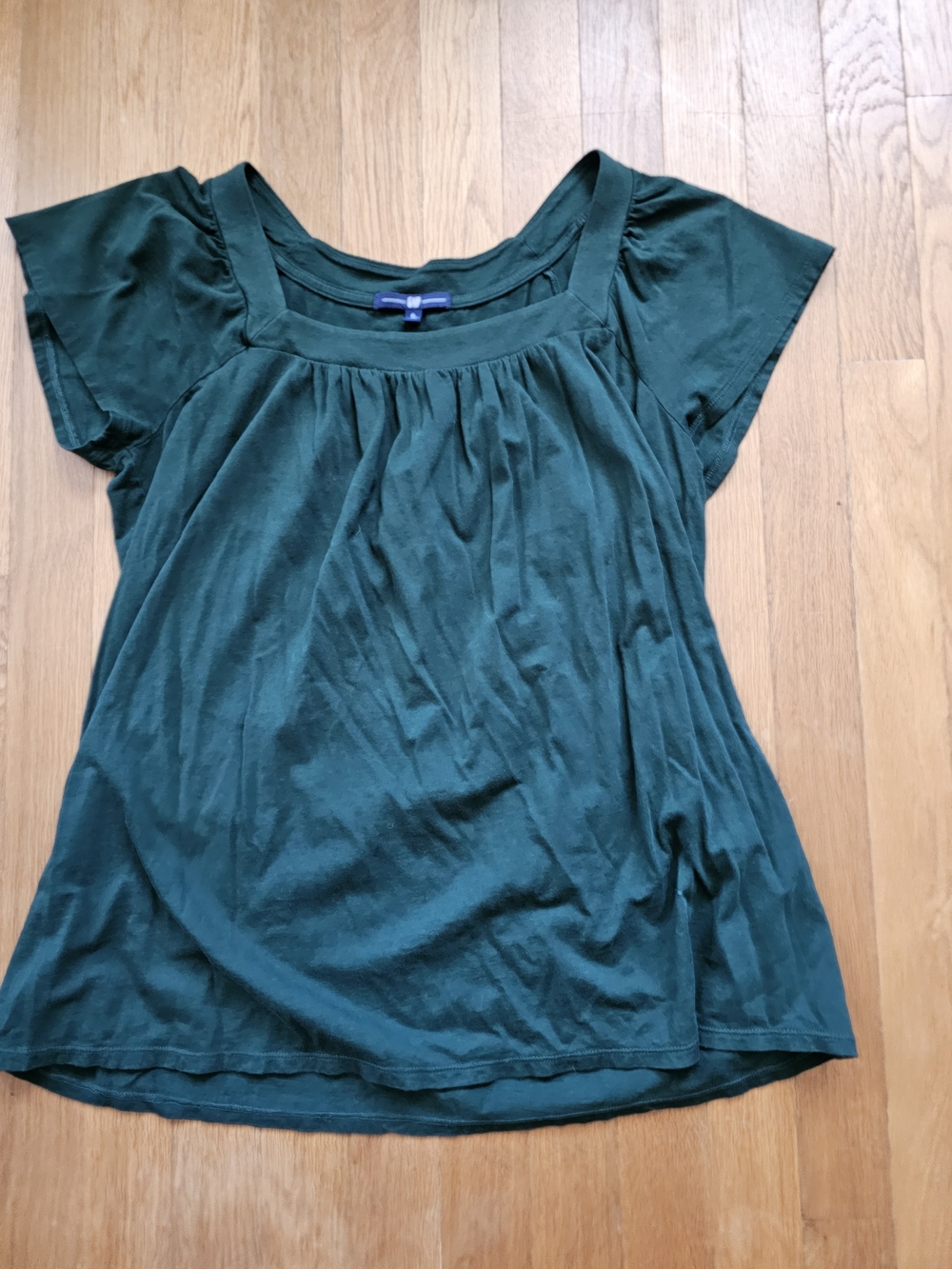 GAP Women's Deep Green Short Sleeve Square Neck Top